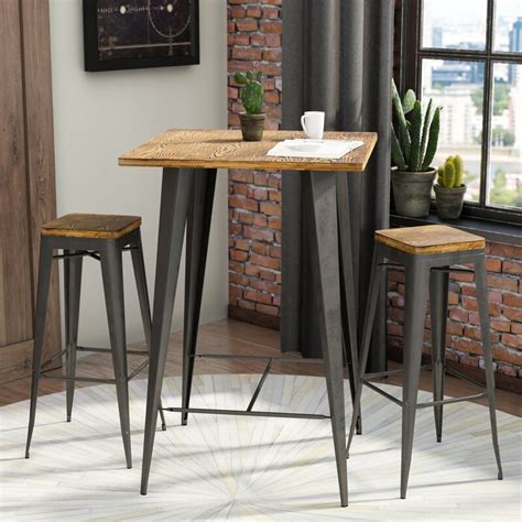 Constructed from hardwood, this traditional pub table set includes a durable round table with a wood veneer top,. Trent Austin Design Claremont 3 Piece Pub Table Set ...