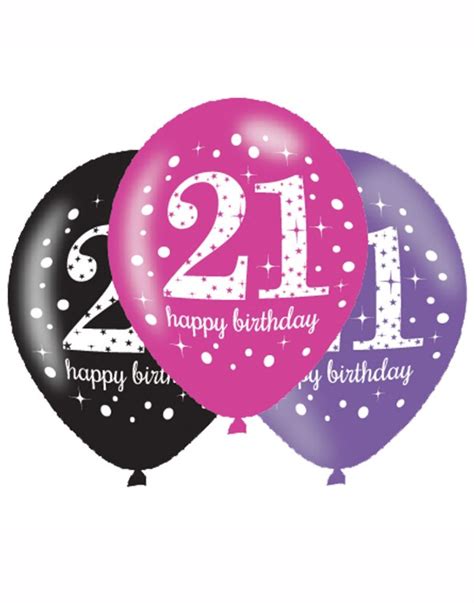 Happy 21st Birthday Pink Celebration 11 Latex Balloons 6pk