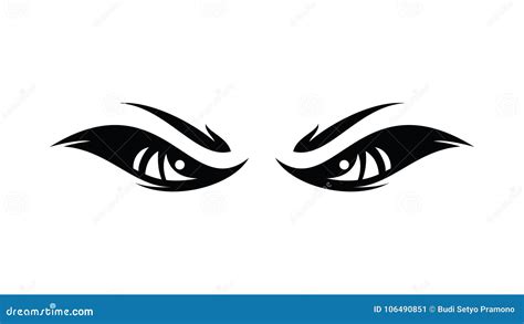 Set Of Funny Tribal And Evil Eyes In The Dark Simple Illustration
