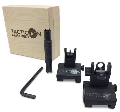 Tacticon Armament Flip Up Iron Sights For Rifle Includes Front Sight