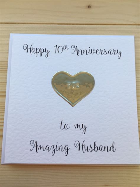10th Wedding Anniversary Card Tin Ten Years Marriage Etsy