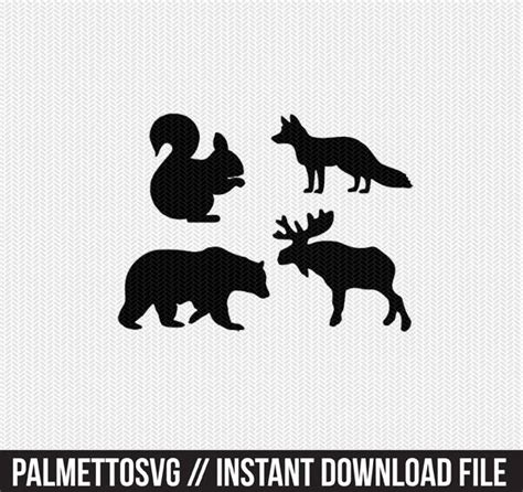 Download woodland animals svg dxf jpeg png file stencil monogram frame silhouette cameo cricut clip art ...