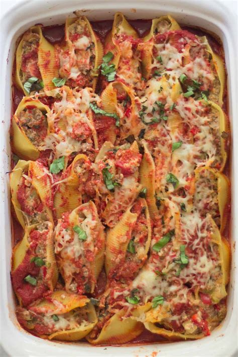 Easy Stuffed Shells With Meat And Veggies Mj And Hungryman