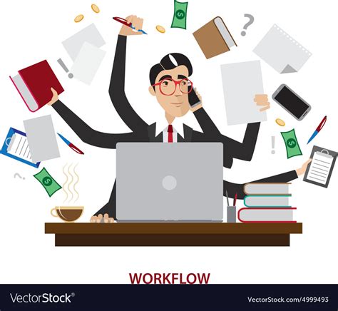 Busy Businessman At Workplace Royalty Free Vector Image