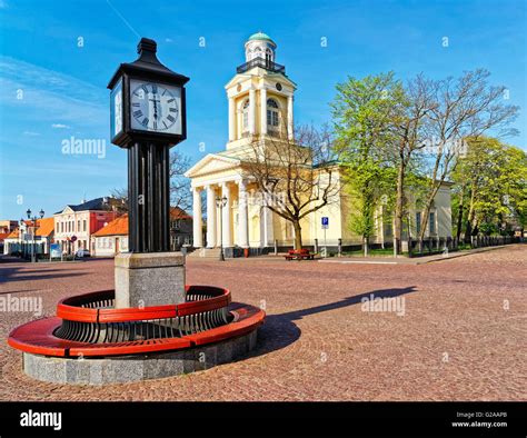 Ventspils, Latvia - May 8, 2016: Clock and Lutheran Church of St Stock ...