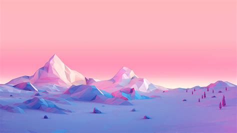 Wallpaper Artwork Minimalism Mountains Pink Digital Art Polygon