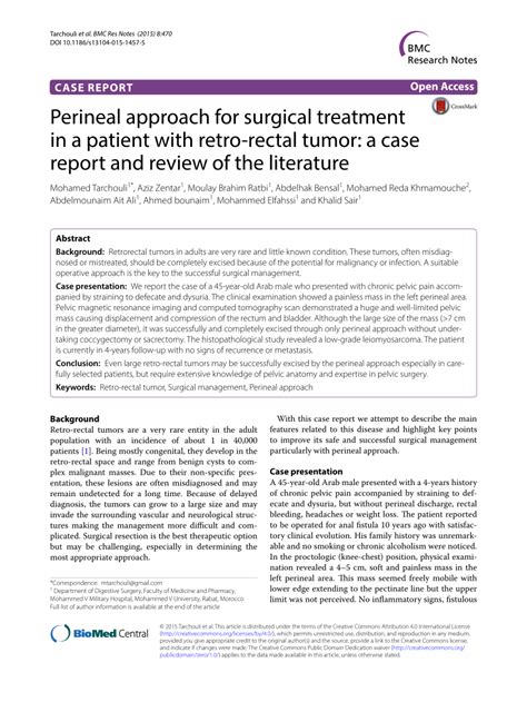 Pdf Perineal Approach For Surgical Treatment In A Patient With Retro
