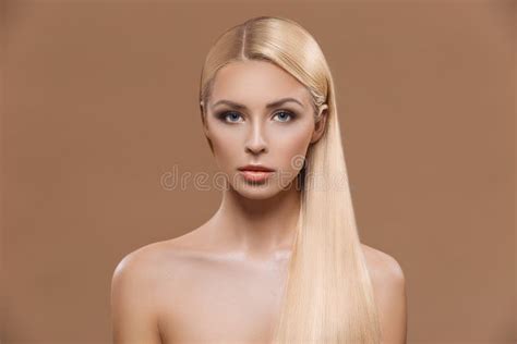 Beautiful Blonde Woman With Perfect Long Hair Stock Image Image Of