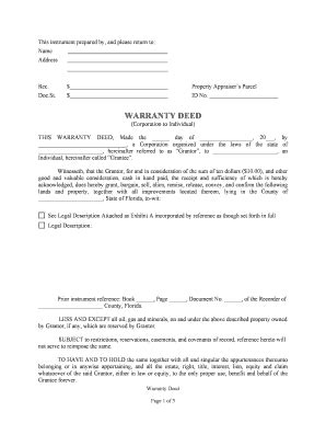 Free Florida General Warranty Deed Form Template Gambaran