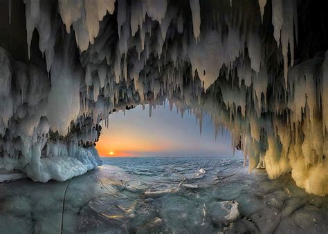 Cold Frost Winter Cave Nature Ice Landscape Lake Stalactites