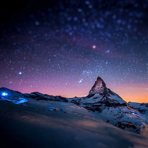 Free Download Stars And Snow Night In The Alps Samsung Galaxy Tab 10 Wallpapers 1280x1280 For
