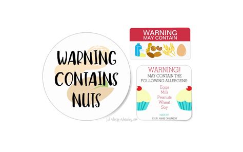 Contains Allergens Food Labels Stickers Lil Allergy Advocates