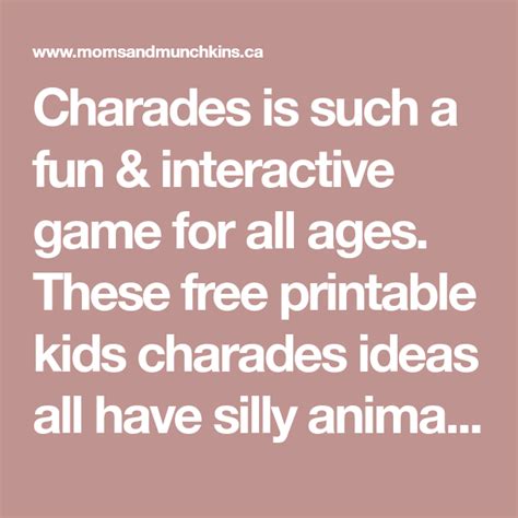 Kids Charades Ideas Free Printable Moms And Munchkins Charades For