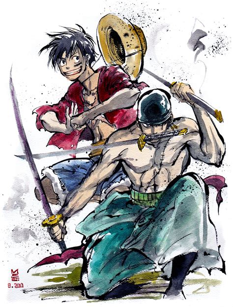 One Piece Luffy And Zoro Sumie Style By Mycks On Deviantart