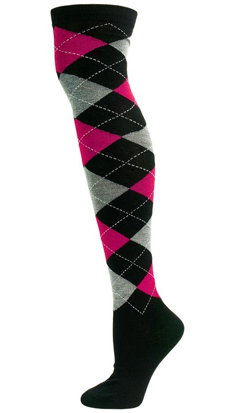 Argyle Over The Knee Socks For Women Thigh High Socks