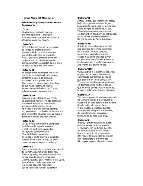 Himno Nacional Mexicano 4 Estrofas Estrofas Prohibidas Del Himno