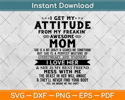 I Get My Attitude Mom From My Freakinawesome Mom I Love Her Svg File