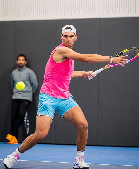 Photos Of Rafael Nadal Displaying Some Tennis Skills With His Students