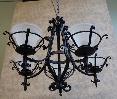 French Black Wrought Iron Chandelier Sku Roh 20 Seanic Antiques