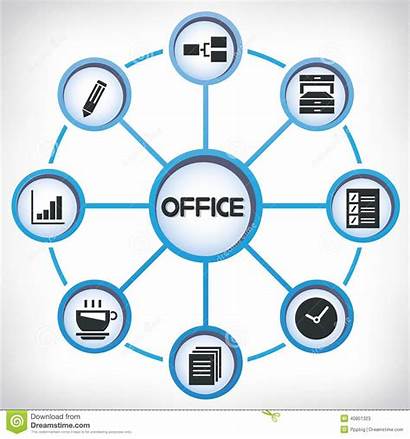 Office Network Diagram Circle Icons Management System