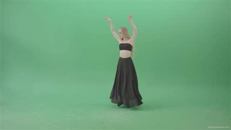 hot passion ballet girl in black dress dancing on green screen 4k video footage — 🟢 green screen