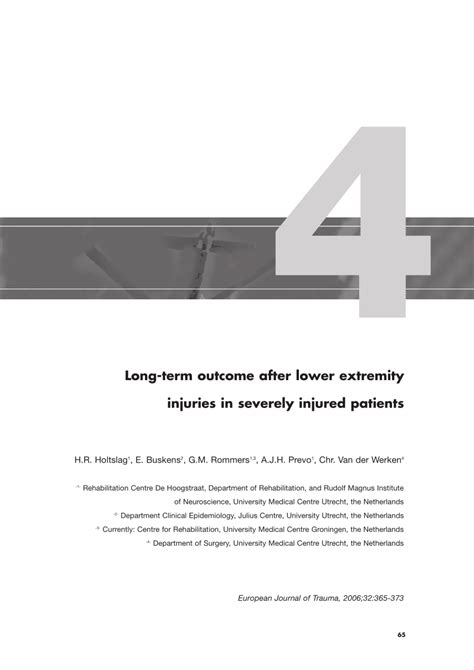 Pdf Long Term Outcome After Lower Extremity Injuries In Severely