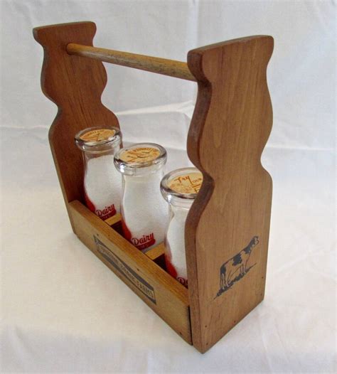 Vintage Milk Bottles Wood Carrier Great Collectible Etsy Uk