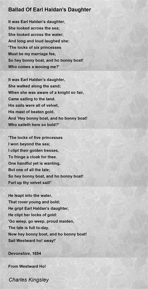 Ballad Of Earl Haldans Daughter Poem By Charles Kingsley Poem Hunter