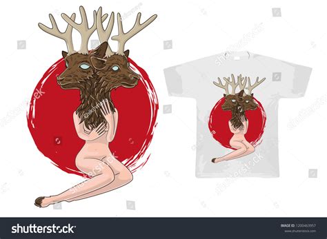 Nude Woman Deer Head Siamese Twins Vector C S N Mi N Ph B N Quy N