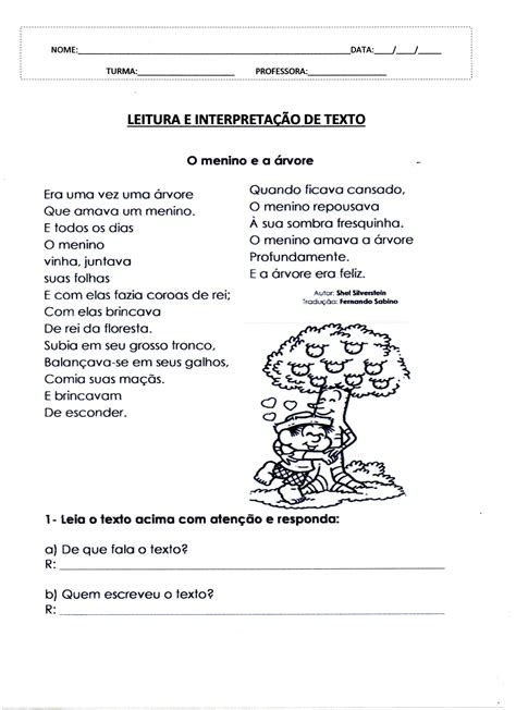 Interpretação De Texto Infantil