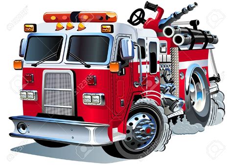 Vector Cartoon Fire Truck Fire Trucks Fire Truck Drawing Fire Engine