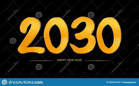 Happy New Year 2030 Golden Numbers Handwritten Calligraphy 2030 Year