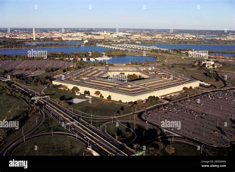 Aerial View Of A Parking Lot Beside A Military Building The Pentagon