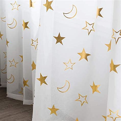 Gold Star Curtains For Bedroom White Sheer 84 Inches Long Rod Pocket