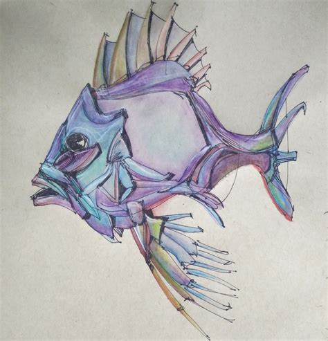 Jon Dory Fish Ink And Watercolor Pencil Stylized Charles Edwin
