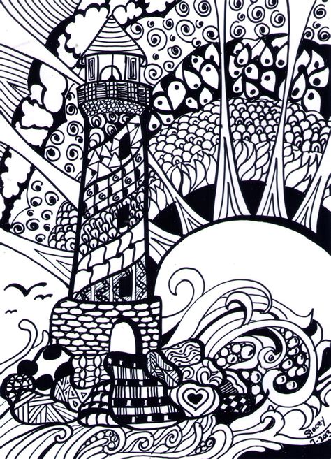 Lighthouse Zentangle Patterns Zentangle Art Doodle Designs
