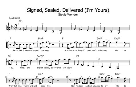 Signed Sealed Delivered Im Yours Sheet Music Stevie Wonder