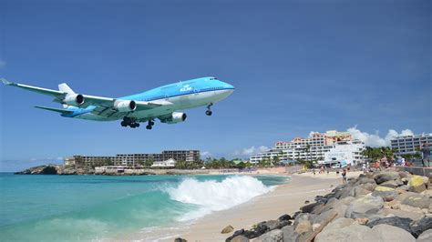 KLM Landing At Princess Juliana International Airport Over Maho Beach Sint Maarten Backiee