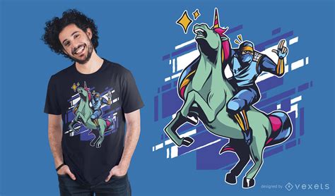 Ninja Unicorn T Shirt Design Vector Download