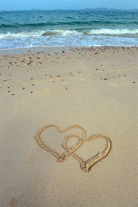 Two Hearts Drawn In Sand Royalty Free Stock Photo Image 29887975