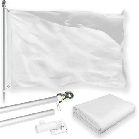 G128 Combo Pack 6 Feet Tangle Free Spinning Flagpole Silver Solid