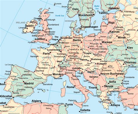 Nerdy Printable Map Of Europe With Cities Derrick Website