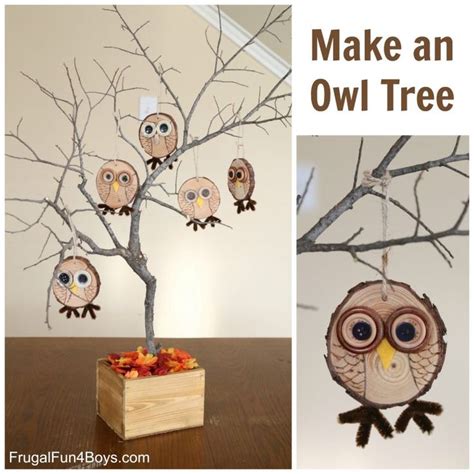 Make An Owl Tree Wood Slice Owl Ornament Craft Frugal Fun For Boys