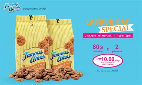 Famous amos malaysia is now selling the cookies with the airtight container at a special price. Famous Amos Cookies 80g X 2 Packets RM10 (Save RM7, Flash ...