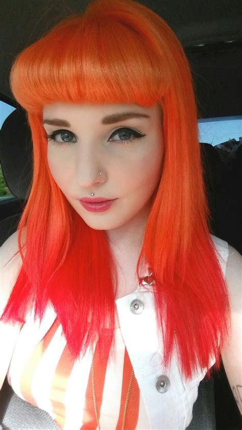 Orange Red Dyed Hair Fire Hair Hair Inspiration Color Unnatural Hair Color