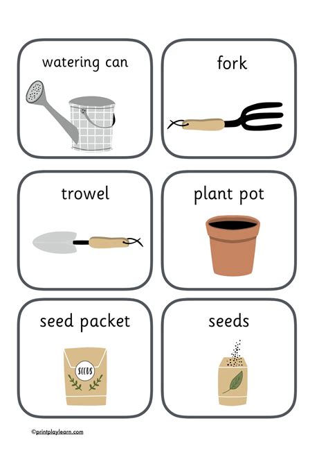 Gardening Tools Flashcards - Free Teaching Resources - Print Play Learn