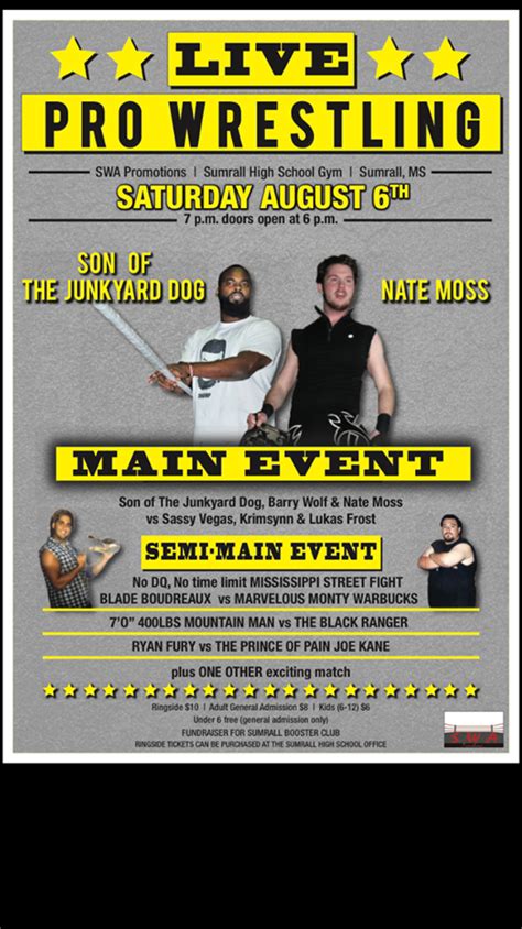 Swa Promotions Live Pro Wrestling Fundraiser For Sumrall Booster Club