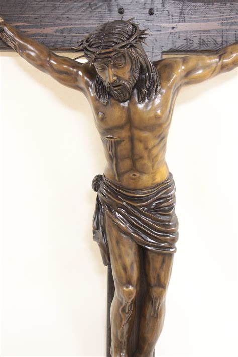 Bronze Jesus Crucifixion Cypress Wood Cross
