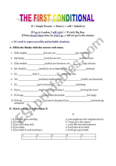 Esl First Conditional Worksheets
