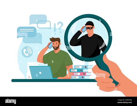 Online Crime Concept Illustration Online Social Media Fraud A Swindler And A Thief Are Working